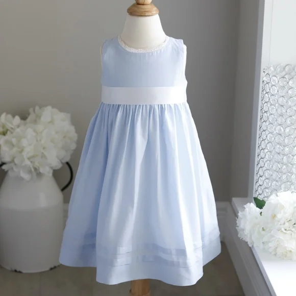Strasburg Dresses | New Strasburg Dress Blue Cotton Girl 18 Month Summer Wedding Beach Portrait Nwot | Color: Blue/White | Size: 18mb | Shellie_Roo's